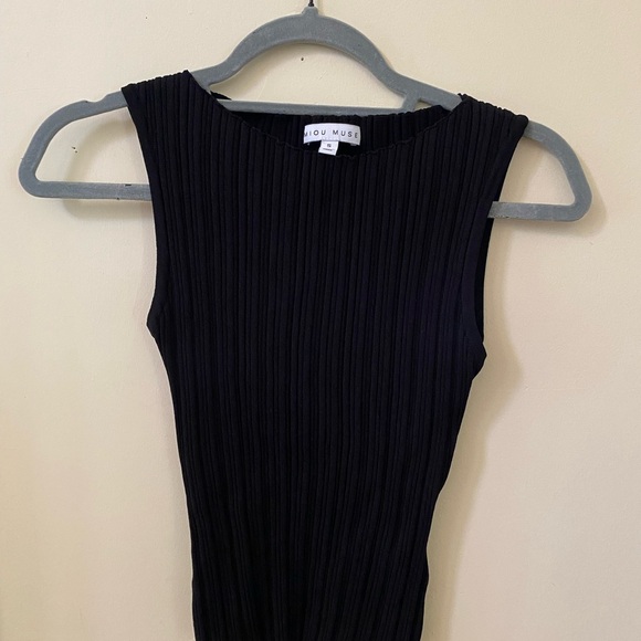 MIOU MOUSE BLACK RIBBED KNITTED SLEEVELESS VISCOSE TOP - Picture 3 of 6